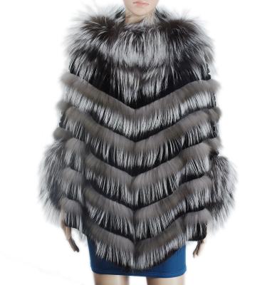 China Beautiful sale of casual women fur poncho silver fox fur poncho rex rabbit fur poncho for sale