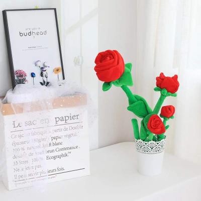 China Cheap Personalized Valentine Bluelover Gift Flower Plants Plush Toy Colorful Rose Cushion Office Home Gift Wholesale for sale