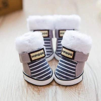 China Custom Stocked Winter Indoor Outdoor Dog Shoes Charms Designer Warm Non Slip Canvas Shoes For Puppies for sale