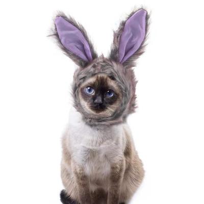 China Wholesale Stocked Funny Pet Cat Dog Plush Headdress Hair Rabbit Shape Hat Headgear Accessories for sale