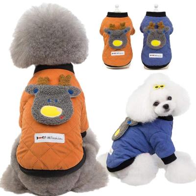 China Fashionable Cute Stocked Elks Pattern Dogs Clothes Outfits Puppy Winter Sweater Hoodies Cotton-padded Jacket for sale