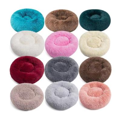 China Travel Customized Soft Comfort Plush Round Donut Dog Cat Cushion Sofa Bed for sale