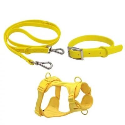 China Amazon OEM Stocked Hot Luxury Waterproof Dog Cat Collar Leash Harness Set PVC Polyester Fiber Outdoor Supplier for sale