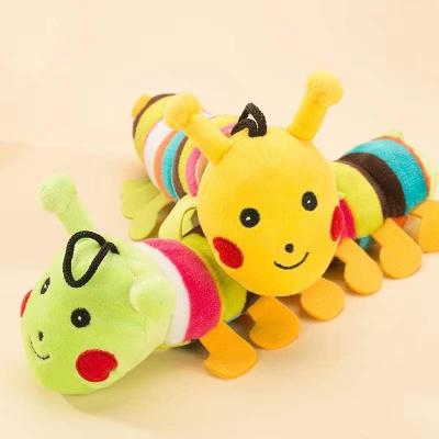 China Custom Stocked Indestructable Plush Dog Toys Caterpillar Squeaky Dog Cat Molar Cleaning Toys for sale