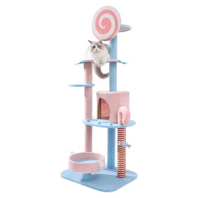 China Large Cat Tree Tower Sisal Big Stored Wooden Scratch Pet Scratcher Post Cat Toy House 170cm for sale