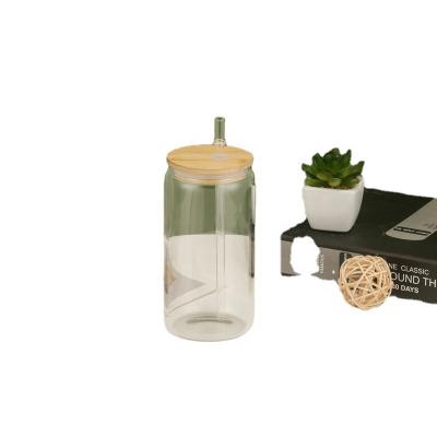 China Viable Transparent With Straw Clear Plastic Sublimation Beer Can Shaped Empty Beer Glass Drinkware 12oz 16oz 20oz DIY Straw With Bamboo Lid for sale