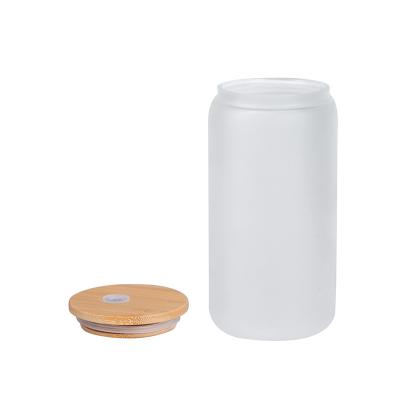 China Viable Crystal Clear Soda Juice With Bamboo Lid And Straw For Sublimation Printing Heat Transfer Printing Box Shaped Beer Glass Mugs for sale