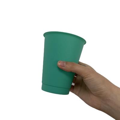 China Gift Reusable Single Wall Pack Travel Venti Hard Plastic Stage With Cover And Straw Reusable Matte Plastic Cup 16oz 24oz for sale