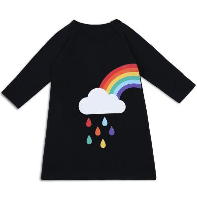 China Other Toddler Baby Clothes 2021 Baby Spring T-shirt Rainbown Printed Baby Cotton Dress for sale