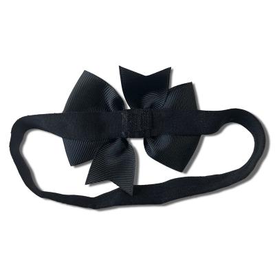 China Fashion Instock Bow Girl Headband Black Child Designer Newborn Handmade Hair Accessories Headbands for sale