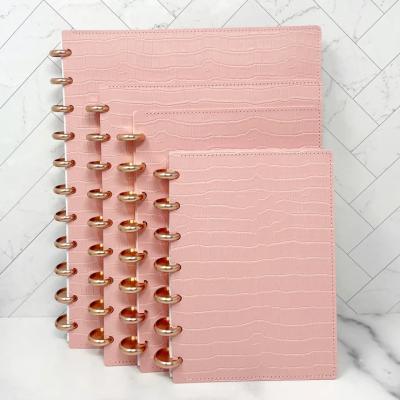 China Spiral Custom logo disc binding a5 notebook cover made by pu A5PU leather waterproof notepad hardcover for sale