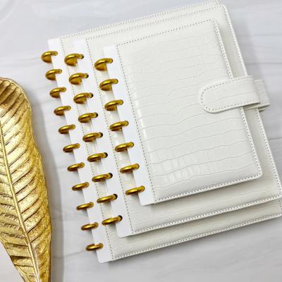 China Spiral Customized  A5  Binder leather 6-ring binder crocodile leather texture luxury soft notepad cover paper Disc bound for sale