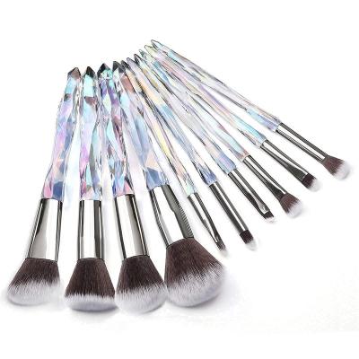 China Angular Blush Premium Synthetic Bristles Powder Base Blush Concealer Eyeshadow Eyeliner Eyebrow Brushes 10 PCS Crystal Makeup Brushes for sale