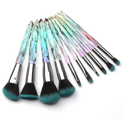 China Angular Blush Premium Synthetic Bristles Powder Base Blush Concealer Eyeshadow Eyeliner Eyebrow Crystal Makeup Brushes for sale