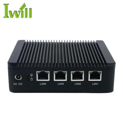 China Factory Price Fanless Pure Aluminum Fanless J1900 4 Mini Firewall Fanless Industrial Computer System Factory Price Barebone NIC PC Desktop Support Pfsense for sale