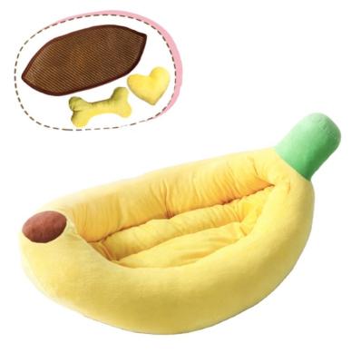 China 2022 Stored Super Soft Washable Pet Dog Banana Factory Direct High Quality Hangzhou Xiwei Pet Bed Comfortable Cushion Bed for sale