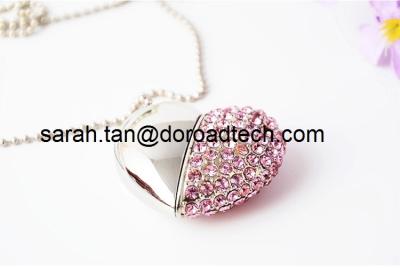 China Promotional Jewelry Heart Shape USB Flash Memory, Crystal Gift USB Flash Drives for sale