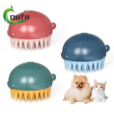 China Stocked of New Design Silicon Pet Grooming Tool Wash Hair Brush Dog Cat Shower Bath Massage Brush for sale