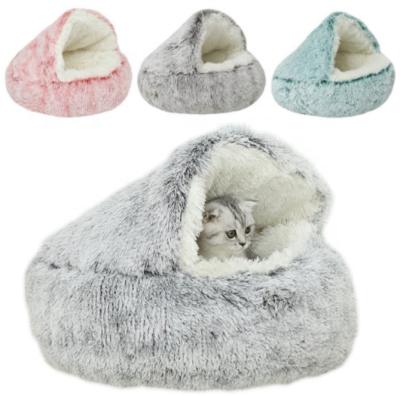 China Long Plush Pet Crib Winter Waterproof Soft And Shell Fashion Cozy Warm High End Cat Bed Kennel Dog Mattress Cute Pet Cat Sleep for sale