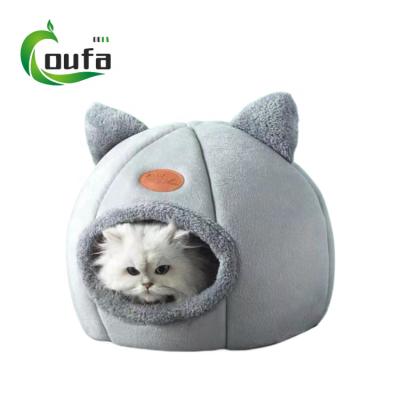 China Hot Selling Luxury Indoor Short Soft Plush Pet Breathable Supplies Cat Caves House Pet Cat Bed for sale