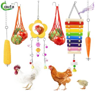 China 6 PCS Viable Vegetable Fruit Feeder Hanging Toy Chicken Chicken Case Chew Foraging Props Toy For Hens Roosters Chicks for sale