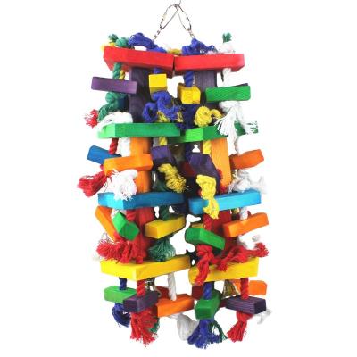 China Large Multicolor Natura Wooden Blocks Viable Hot Sale Chewing Cage Bite Macaws Cokatoos African Gray Large Medium Bird Parrot Toys for sale