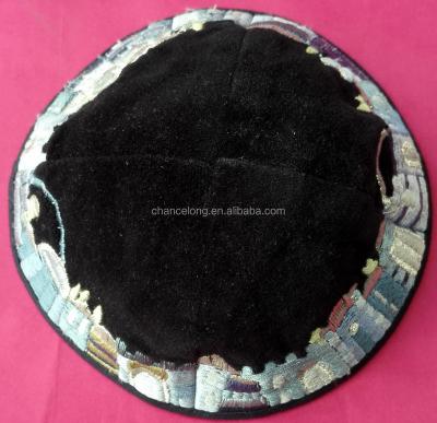 China Round Yair Emanuel Velvet Jewish Kippah kippot, yarmulka, yarmulka Judaica Jerusalem hard liner for sale