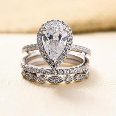 China FASHIONABLE Stackable Zircon Wedding Jewelry Sterling Silver Bling Ring Women's Diamond Ring for sale