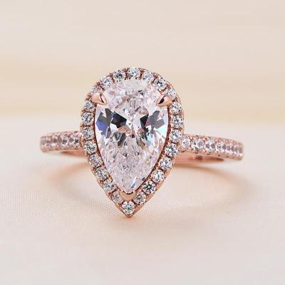 China Factory Price 100% 925 2.2 Carat FASHIONABLE Pear Sterling Silver High Carbon Diamond Ring Women Wholesale Price for sale