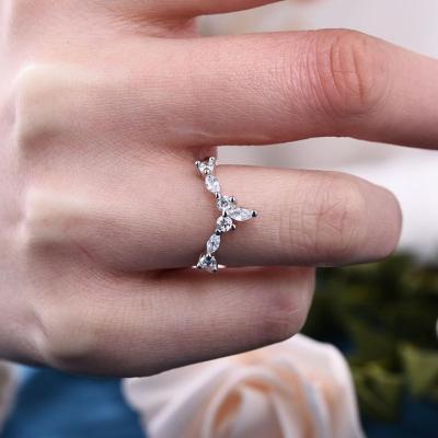 China FASHIONABLE Tasty Adjustable Zircon Leaf Couples Cubic Zirconia Couples Promise Engagement Ring 925 Sterling Silver Base for sale