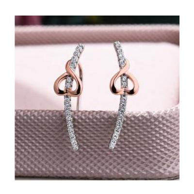 China Other Custom Design Sona Simulated Diamond White Diamond 0.5 Carat Heart Ear Studs for sale