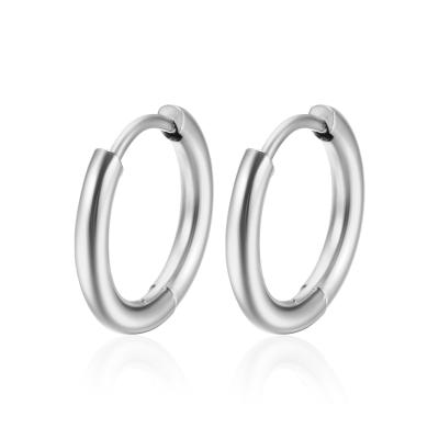 China Wholesale CLASSIC 18k Plated Small Circle Round Men Women Stainless Steel Stud Earrings Black Silver Earrings for sale