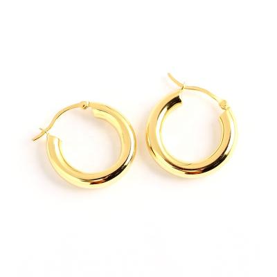 China Other factory supply simple design gold stainless steel titanium circle steel round earrings for sale