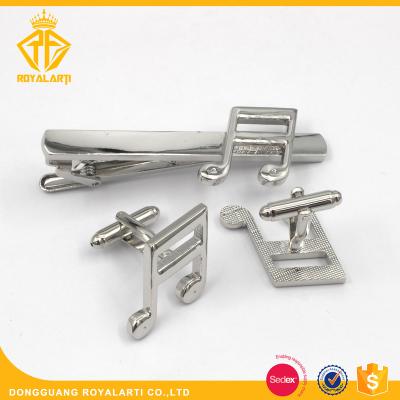 China Customized Luxury Wholesale Customization Classic Design Music Style Tie Clip And Cufflinks for sale