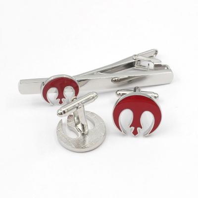 China Customized Free Sample Personalized Style Cufflink 3D Gold Silver Stainless Steel Tie and Cufflink Set for sale