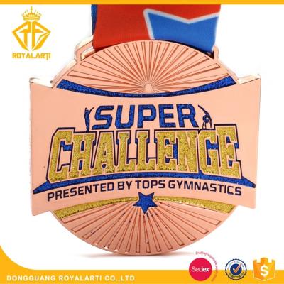 China Customized Shiny Copper Gymnastics Medal with Glitter for Super Challenge for sale