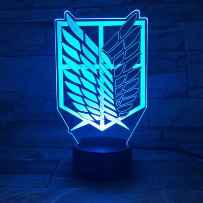 China 7 Colors Modern Touch Control Wings Of Liberty Night Lamp 3D Illusion Table Night Lights For Bedroom Decor for sale