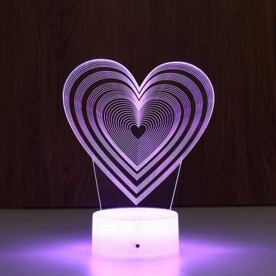 China EUROPEAN Customs Lead Acrylic Lamp Gift Table Lights 7 Colors 3d Like Heart Shaped Led Night Light Wholesale for sale