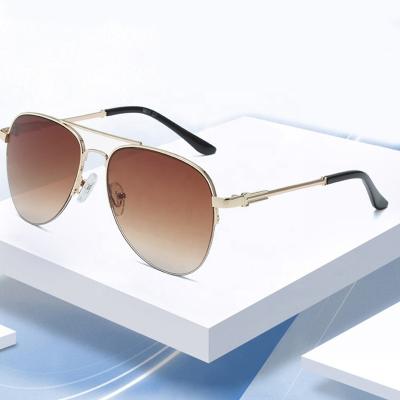 China Fashion Yuxun Sunglasses Wholesale Custom Logo Hotsale Metal Glass Aviat Frame Double Bridges Colorful Classic Kids Sunglasses for sale