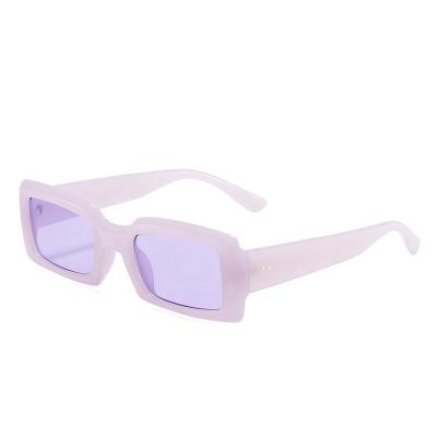 China 2022 Yuxun Fashion Trendy Peri Candy Color Thick Frame Rectangle Sunglasses Very Latest Small for sale