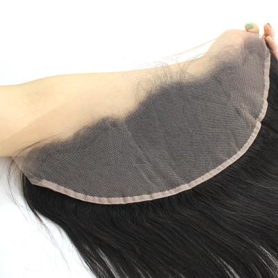 China Virgin Hair Straight 13*4 Body Wave Human Hair HD Transparent Swiss Lace Frontal Bundles With Headband for sale