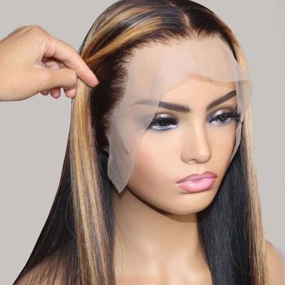 China Straight Lace Front Highlight Wigs Wave HAIYI Honey Blond Human Hair Wigs 13X4 13X6x1 Body Ombre for sale