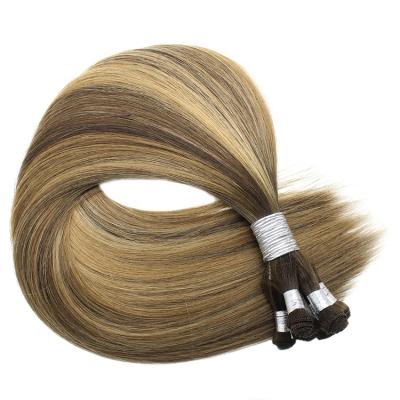 China Silky Straight Wave Cuticle Lined No Shedding Hand Tied Hair Extensions Weft Vendors for sale