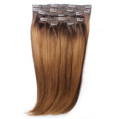 China Silky Straight Wave Full Cuticle Aligned Factory Wholesale 120G 140G 160G 180G Customized Thick Double Ends Drawn Remy Clip In Hair Extension for sale