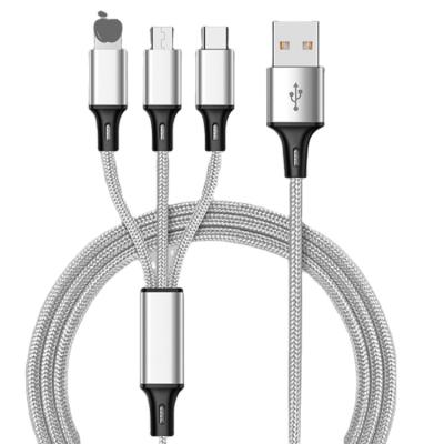 China Wholesale Cellphone Mobile Phone Accessories Cable 3 in 1 USB Cable Gift Nylon Braided Filling Customization for Iphone/Android/Huawei for sale