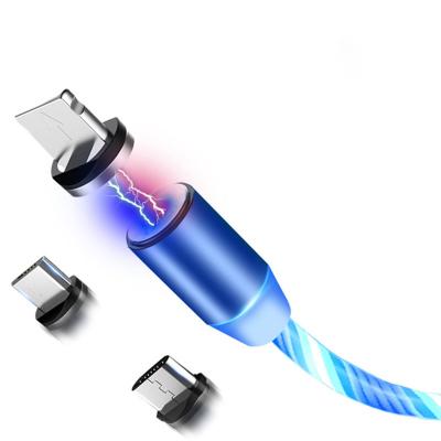 China Mobile Phone LED Glowing Light Up Magnetic Charger Cable Phone Charging Magnetic USB Cable Flame 2020 3 in 1 Mobile Phone Mic For Iphone for sale