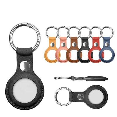 China 2021New Arrival Anti-drop Wholesale Customized Logo GPS Anti-lost Tracker With Key Chain Ring Holder PU Leather Cover For Apple Airtag Case for sale