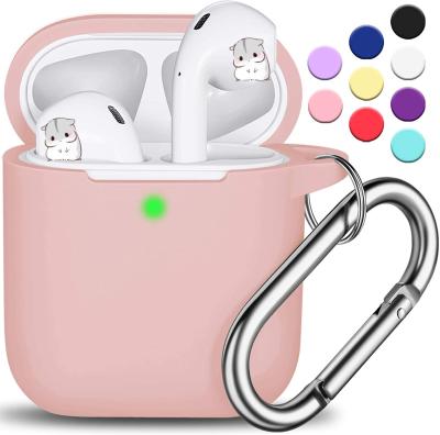 China For Earphone Cover With Full Key Chain Silicone Accessories Skin Front LED Protective Visible Cover For Airpod Cases for sale