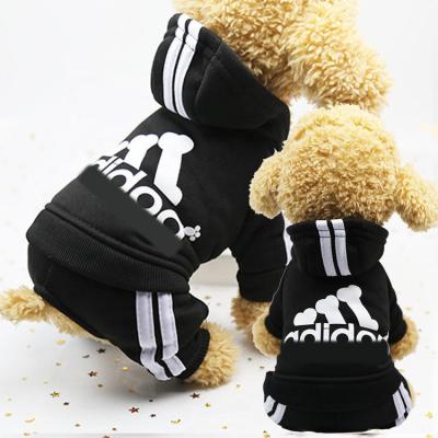 China Amazon Adidog Dog Hoodies Dog Sweater 4 Legs Overalls Sweatshirt Cotton Jacket Hot Selling Hot Stocked Coat For Small Pets for sale