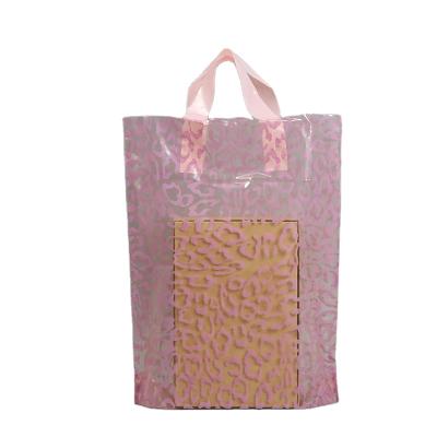 China Reclycled Plastic Customize Shopping Bag Carrier Bag With Buckle Soft Handle Plastic Clear Boutique Bag for sale